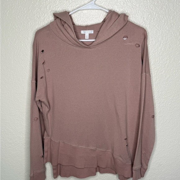 Abound Tops - Abound Distressed Taupe Hoodie XS